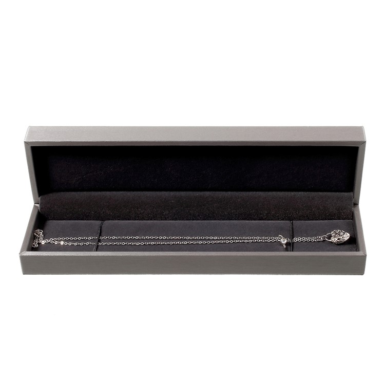 High-grade Necklace Anklet Bracelet Earrings PU Leather Jewelry Display Case Jewelry Gift Box, Size: 22 x 5.5 x 3.2 cm - Grey-2
