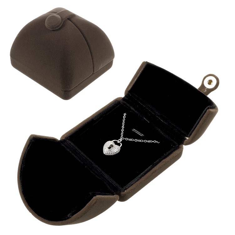 Velvet Gift Box Jewelry Display Case for Anklet Bracelet Pendant Necklace, Size: 6.7 x 6.4 x 5.2cm - Coffee-1
