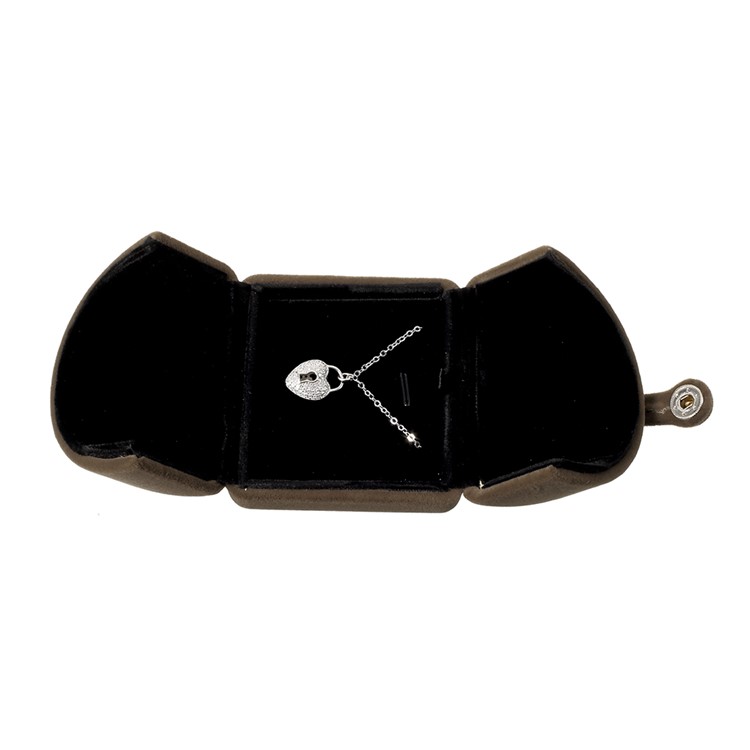 Velvet Gift Box Jewelry Display Case for Anklet Bracelet Pendant Necklace, Size: 6.7 x 6.4 x 5.2cm - Coffee-2