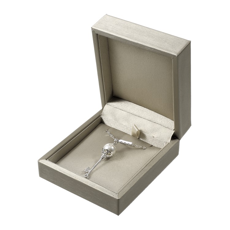 Leather Jewelry Gift Box Display Case for Anklet Bracelet Pendant Necklace, Size: 8.4 x 7.3 x 3.5cm - Gold-1