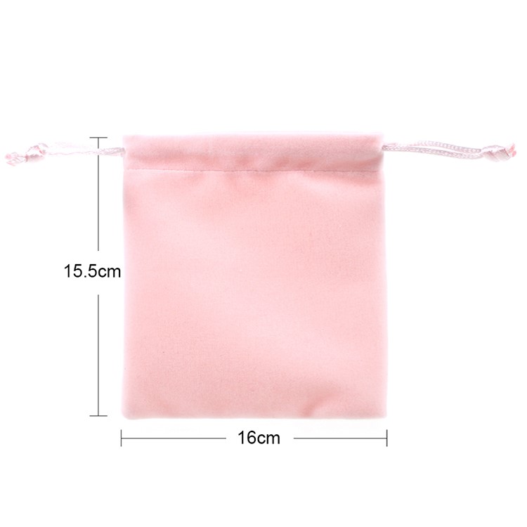 Soft Plush Storage Bag Jewelry Gift Bag Drawstring Bag Organizer - Pink, Size: 15.5 x 15.5cm-3