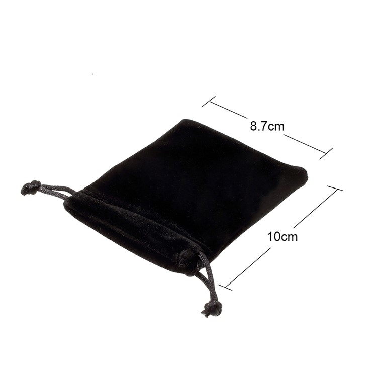 Soft Plush Storage Bag Jewelry Gift Bag Organizer Mini Drawstring Bag - Black-3