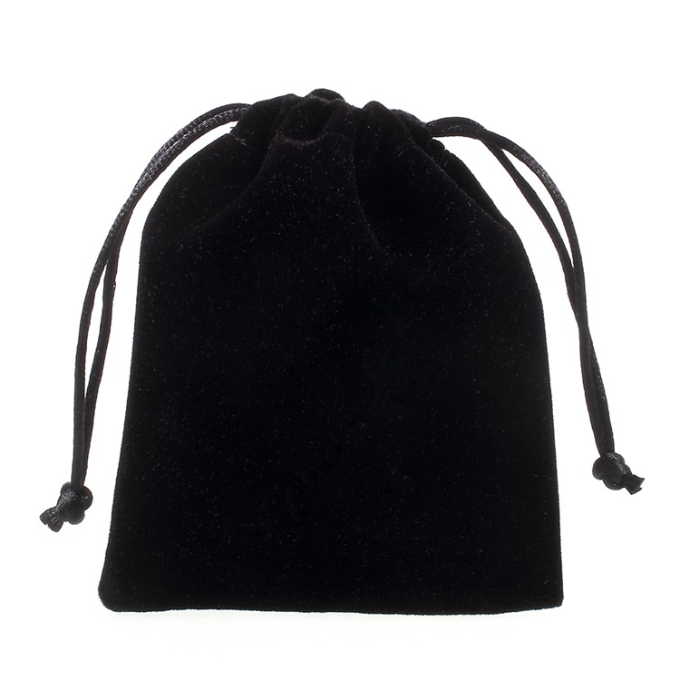 Soft Plush Jewelry Storage Bag Pouch Drawstring Bag, Size: 11.8 x 10cm - Black-1