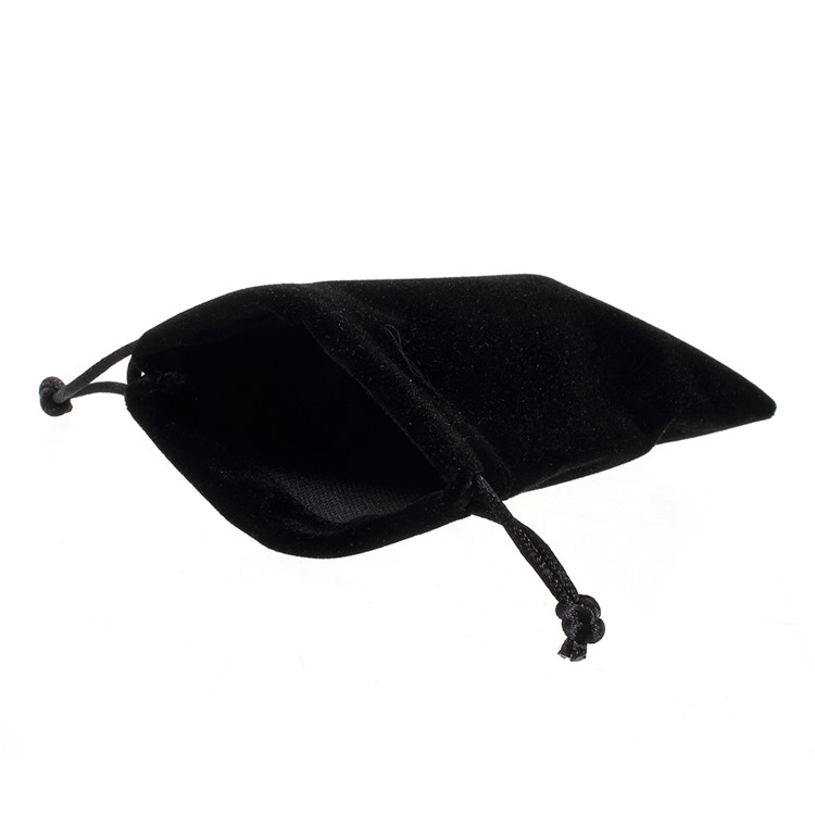 Soft Plush Jewelry Storage Bag Pouch Drawstring Bag, Size: 11.8 x 10cm - Black-3