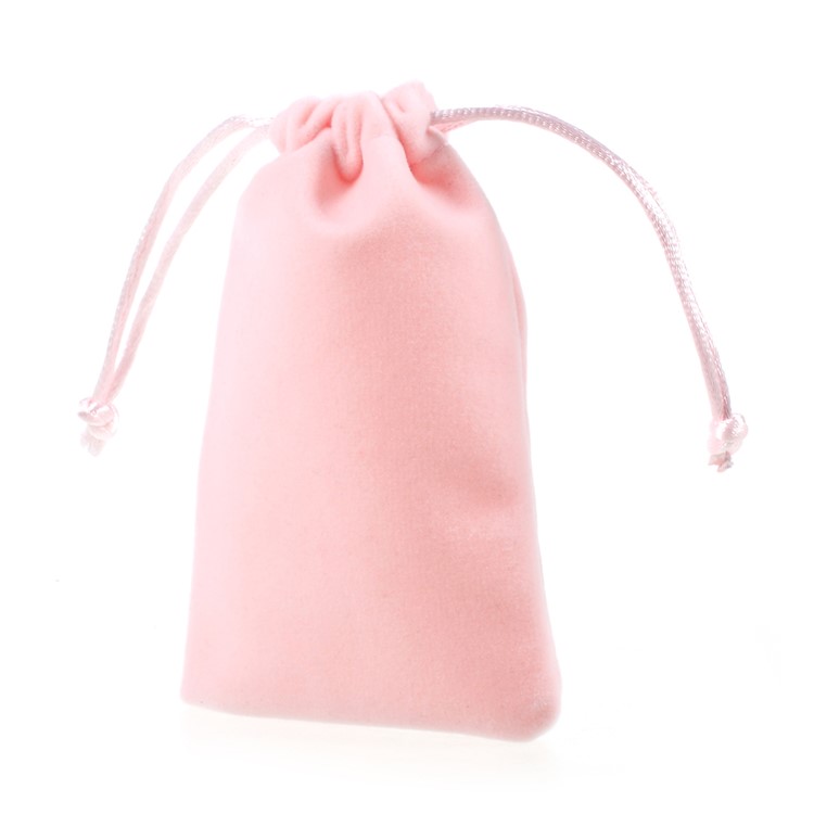 Soft Plush Storage Bag Jewelry Gift Bag Organizer Mini Drawstring Bag - Pink, Size: 6.5 x 11cm-1