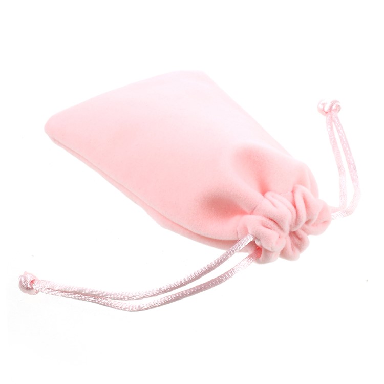Soft Plush Storage Bag Jewelry Gift Bag Organizer Mini Drawstring Bag - Pink, Size: 6.5 x 11cm-3
