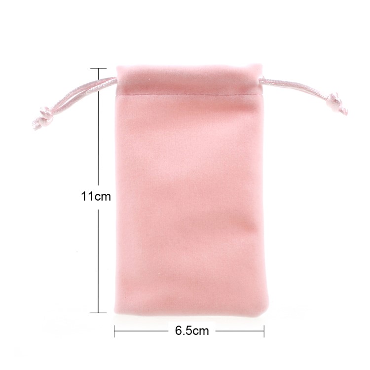 Soft Plush Storage Bag Jewelry Gift Bag Organizer Mini Drawstring Bag - Pink, Size: 6.5 x 11cm-5