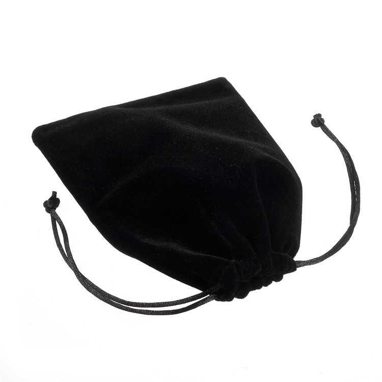 Soft Plush Drawstring Bag Jewelry Storage Pouch, Size: 16 x 12cm - Black-2
