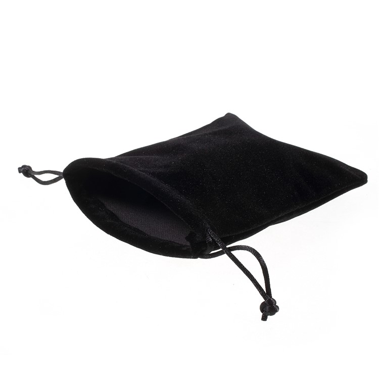 Soft Plush Drawstring Bag Jewelry Storage Pouch, Size: 16 x 12cm - Black-3