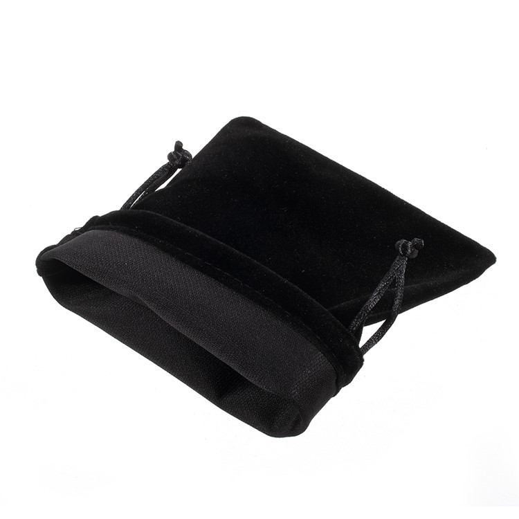 Soft Plush Drawstring Bag Jewelry Storage Pouch, Size: 16 x 12cm - Black-4