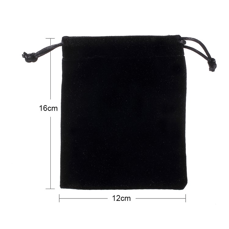 Soft Plush Drawstring Bag Jewelry Storage Pouch, Size: 16 x 12cm - Black-5