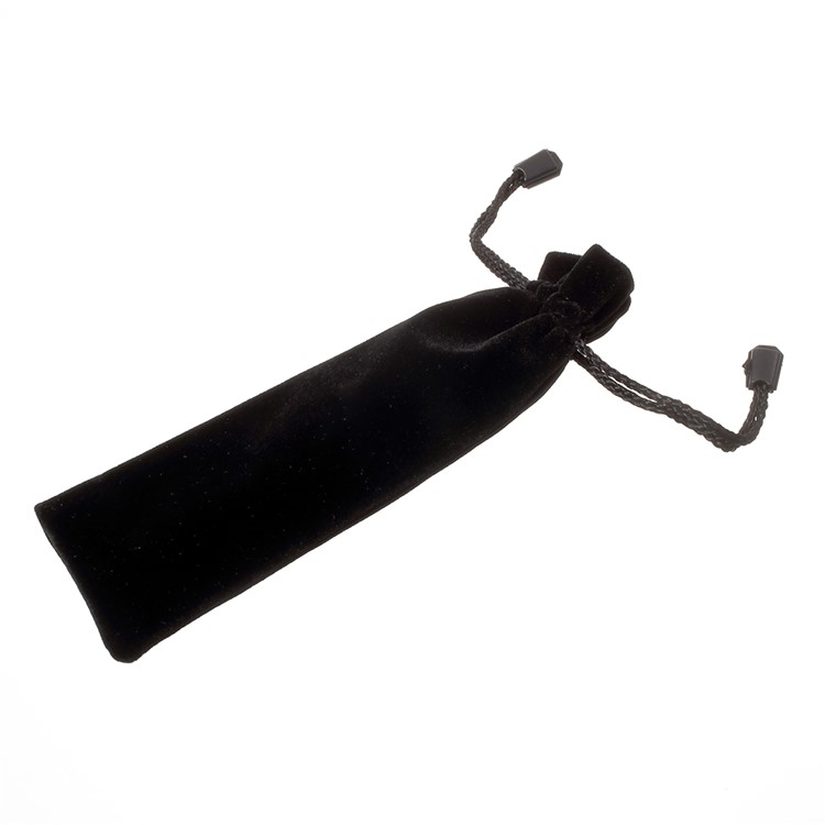 Soft Plush Drawstring Bag Jewelry Storage Pouch for Anklet Bracelet Pendant Necklace, Size: 19 x 6cm - Black-2