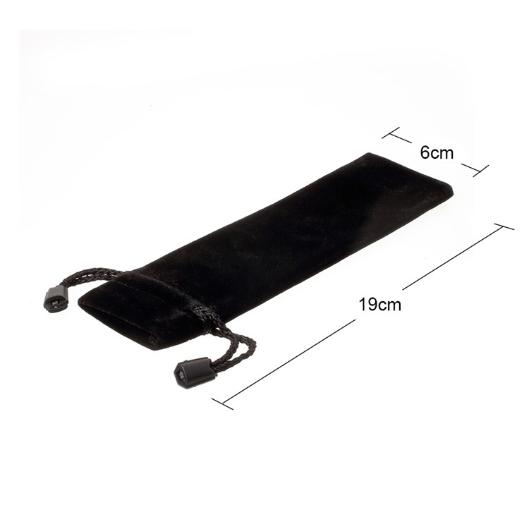 Soft Plush Drawstring Bag Jewelry Storage Pouch for Anklet Bracelet Pendant Necklace, Size: 19 x 6cm - Black-3
