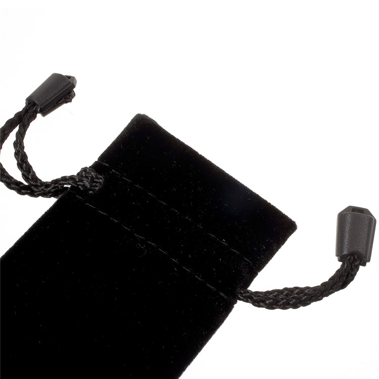 Soft Plush Drawstring Bag Jewelry Storage Pouch for Anklet Bracelet Pendant Necklace, Size: 19 x 6cm - Black-4