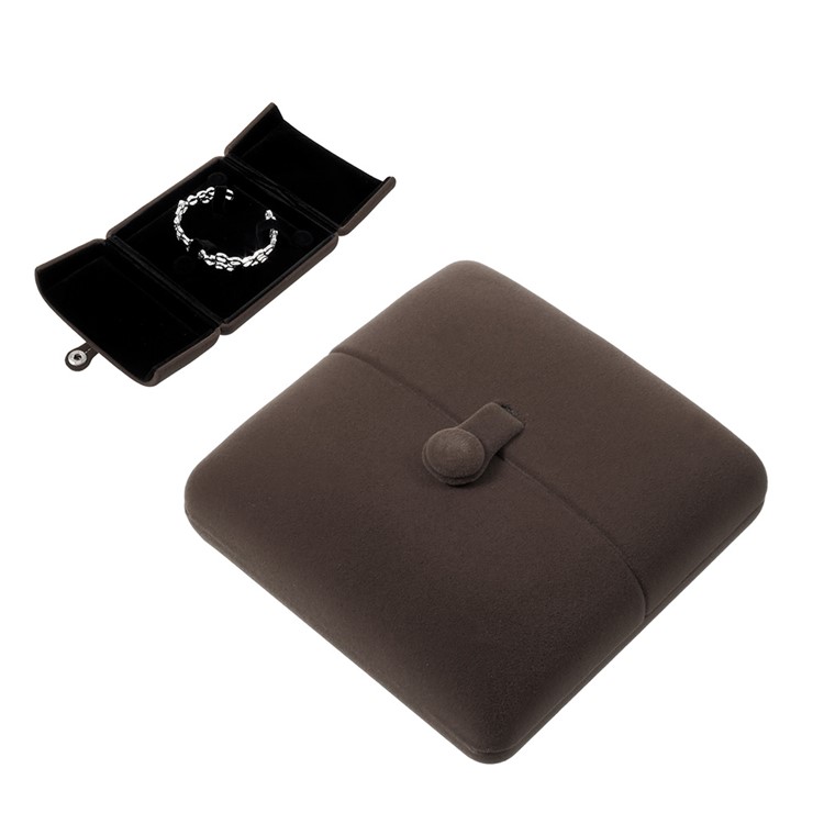 Velvet Bangles Jewelry Gift Box Holder Display Case, Size: 10 x 10 x 4cm - Coffee-1