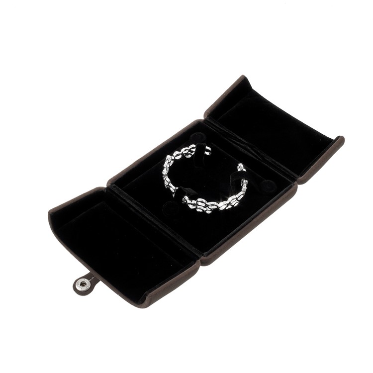 Velvet Bangles Jewelry Gift Box Holder Display Case, Size: 10 x 10 x 4cm - Coffee-5