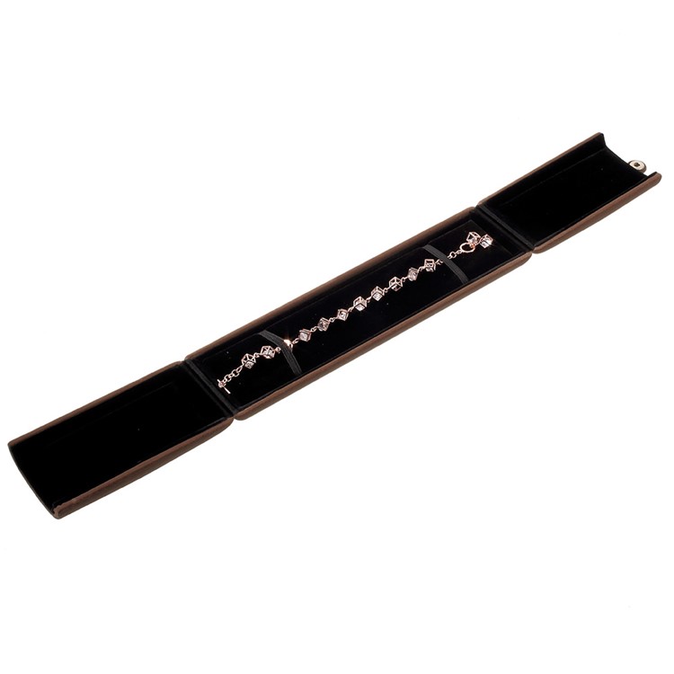 Velvet Charm Bracelets Jewelry Gift Box Display Case Holder, Size: 22.5 x 6 x 3.5cm - Coffee-5