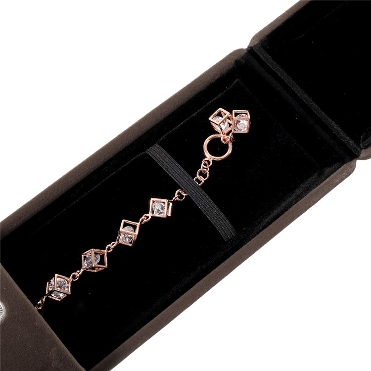 Velvet Charm Bracelets Jewelry Gift Box Display Case Holder, Size: 22.5 x 6 x 3.5cm - Coffee-7