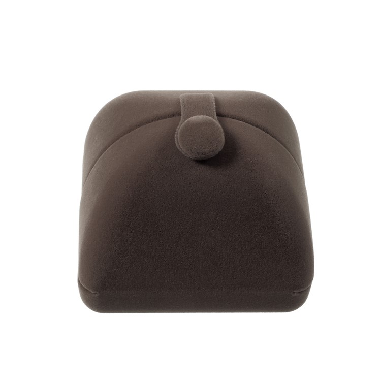 Velvet Engagement Ring Gift Box Double Ring Display Case, Size: 7 x 6.5 x 6cm - Coffee-2