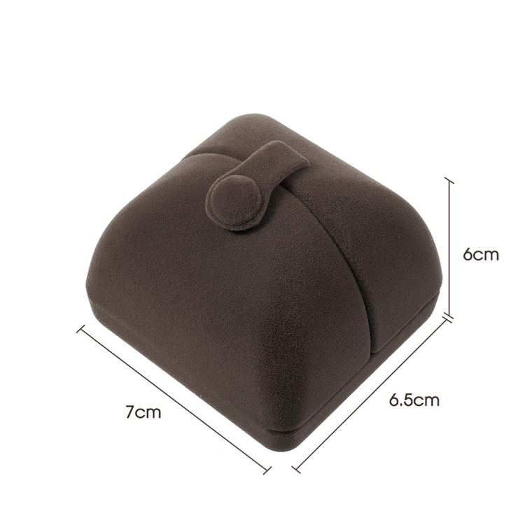 Velvet Engagement Ring Gift Box Double Ring Display Case, Size: 7 x 6.5 x 6cm - Coffee-3