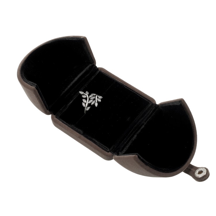 Velvet Engagement Ring Gift Box Double Ring Display Case, Size: 7 x 6.5 x 6cm - Coffee-4