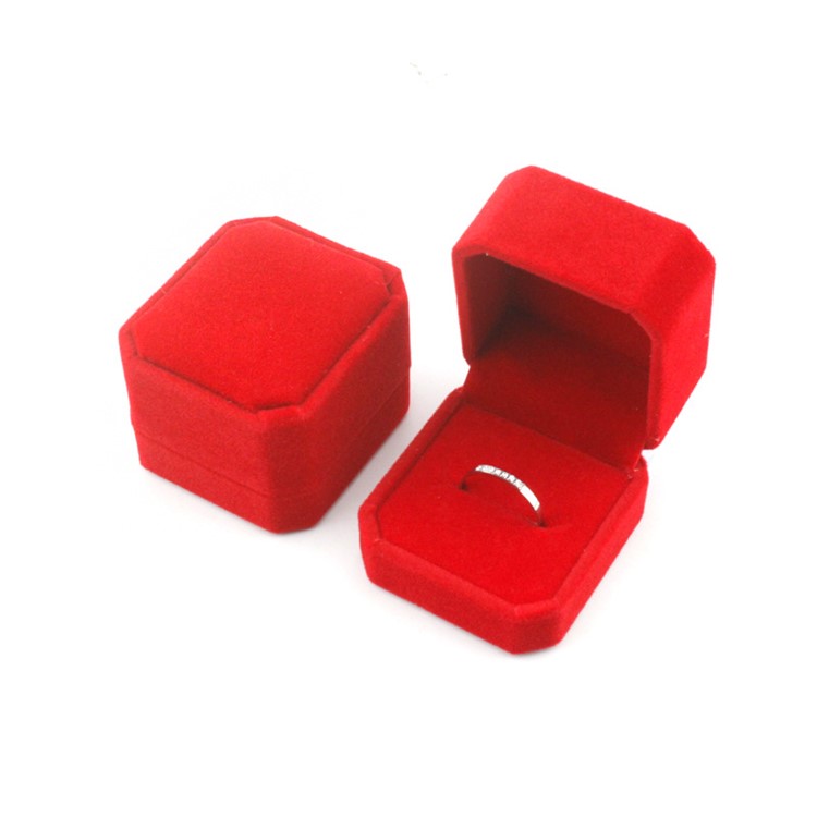 High-end Ring Earrings Jewelry Velvet Gift Box Ring Display Case - Red-1
