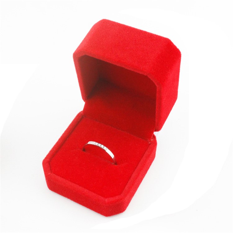 High-end Ring Earrings Jewelry Velvet Gift Box Ring Display Case - Red-2