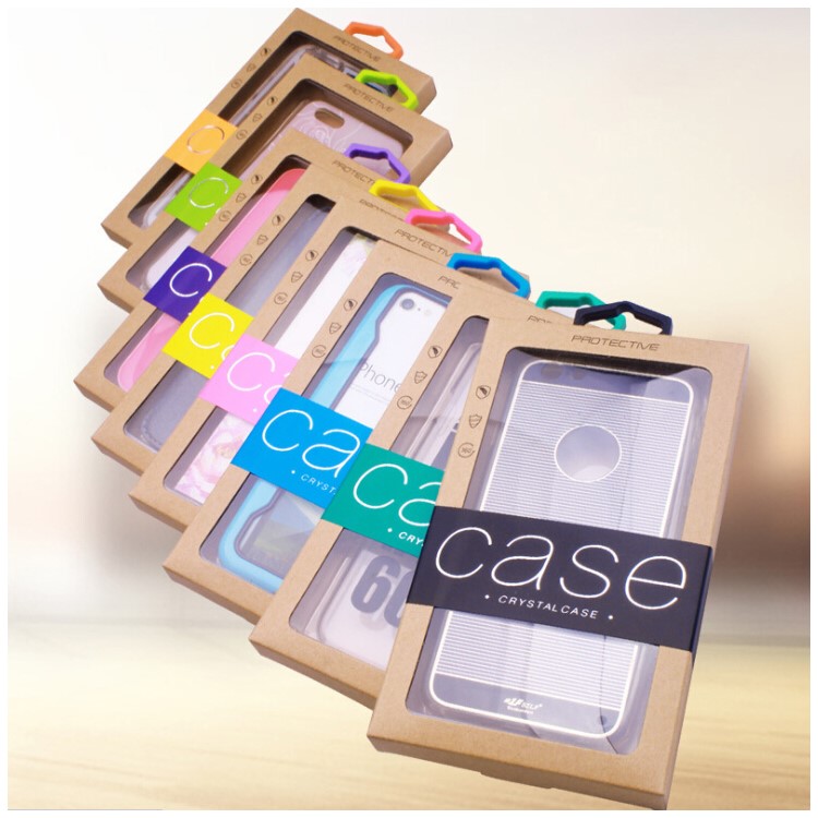 Customized Logo 50Pcs/Set Kraft Paper Box Package for iPhone /Samsung Cases, Size: 140x75mm - Purple-1