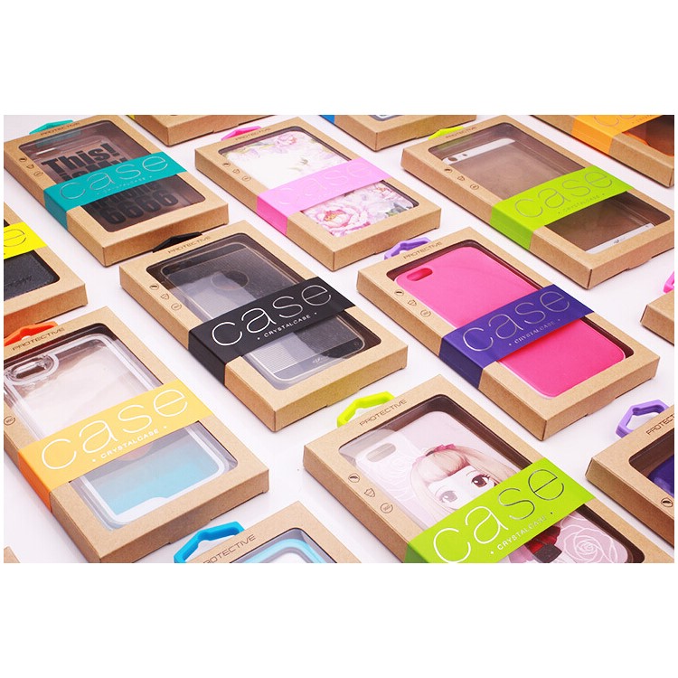 Customized Logo 50Pcs/Set Kraft Paper Box Package for iPhone /Samsung Cases, Size: 140x75mm - Purple-5