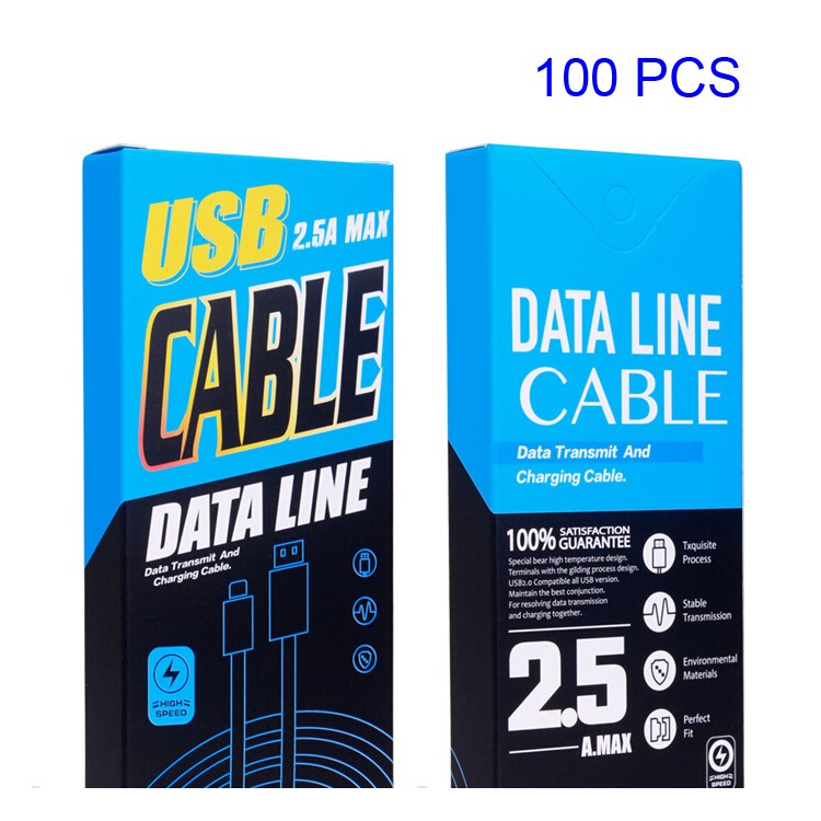 Customizable 100Pcs USB Data Cable Package Box for 11.5m Cables, Size