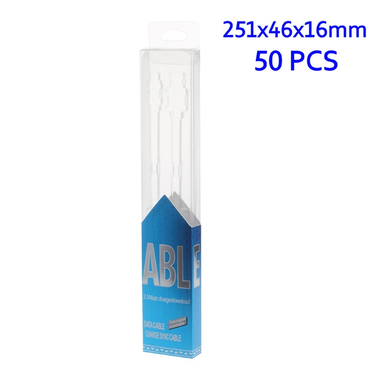 50Pcs/Set Retail Packaging Boxes with Inner Tray for Apple Lightning / Micro USB Cables - Blue-1