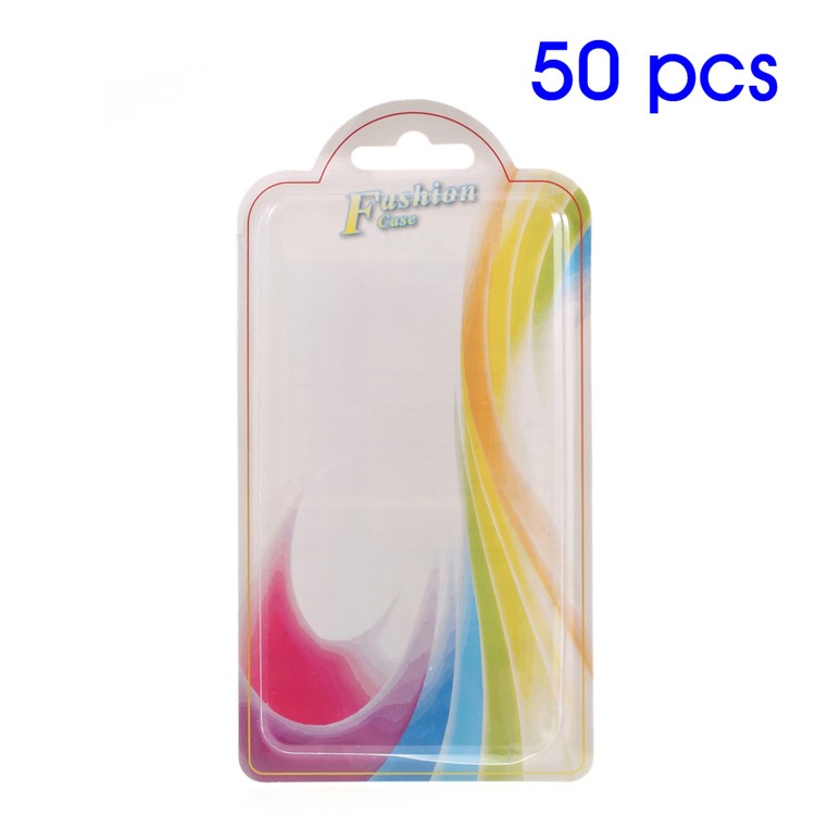 50Pcs Paper + Plastic Packing Box for iPhone 7/6s Back Case 140 x 70 x 10mm - Colorful Waves-1
