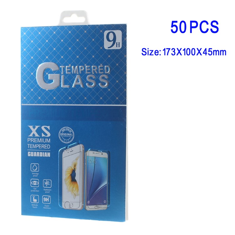 50Pcs/Set Paper Retail Tempered Glass Protector Packaging Box for Samsung Galaxy Note 7 / iPhone 6s Plus - Blue-1