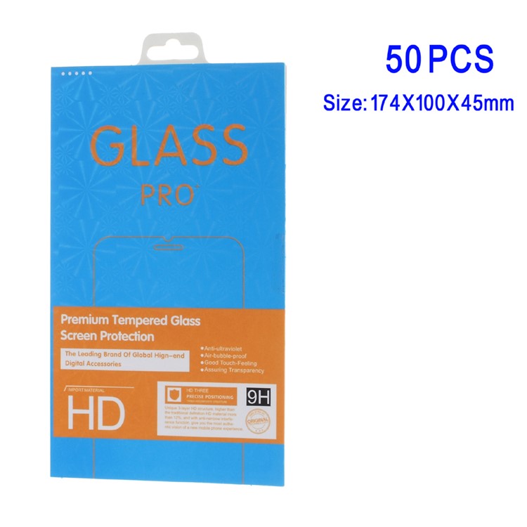 50Pcs/Set Tempered Glass Screen Guard Retail Package Box for iPhone Samsung Smartphone - Blue-1