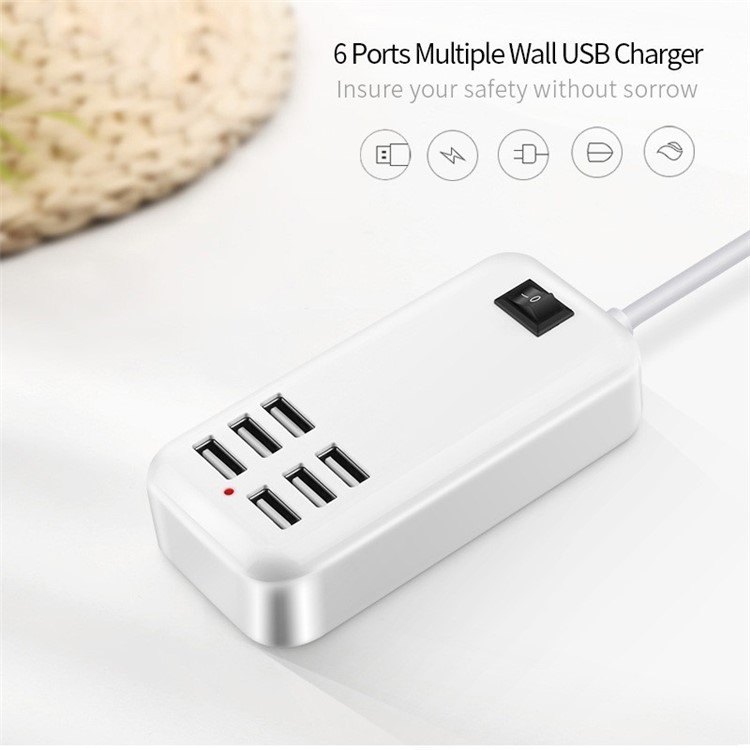 Portable Travel 20W 5V 4A 6 USB Ports Smart Charger - EU Plug-1