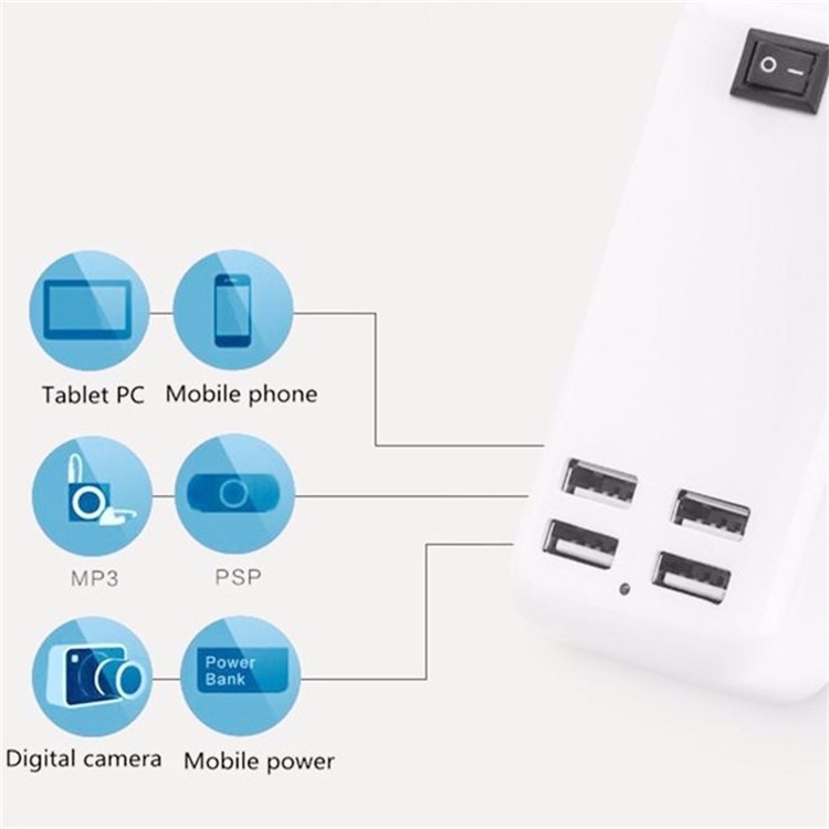 Portable Travel 20W 5V 4A 6 USB Ports Smart Charger - EU Plug-10