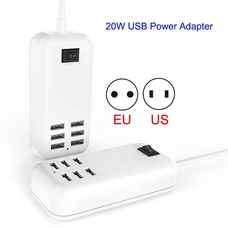Portable Travel 20W 5V 4A 6 USB Ports Smart Charger - EU Plug-17