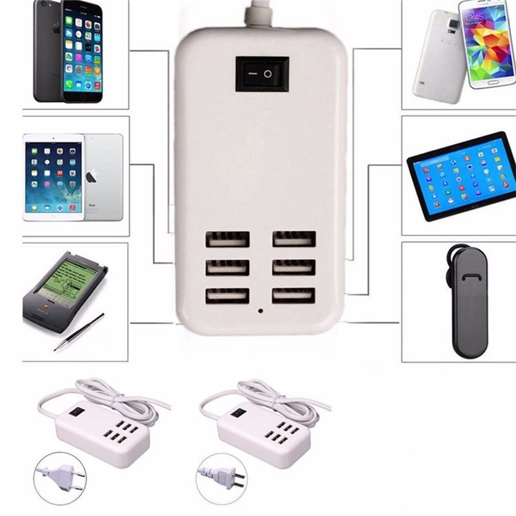Portable Travel 20W 5V 4A 6 USB Ports Smart Charger - EU Plug-2