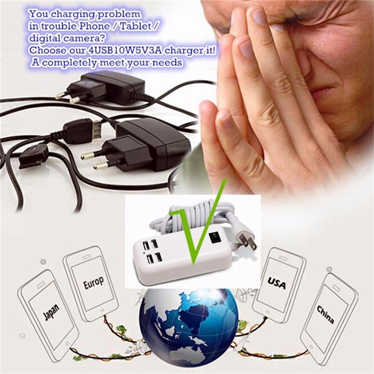 Portable Travel 20W 5V 4A 6 USB Ports Smart Charger - EU Plug-5