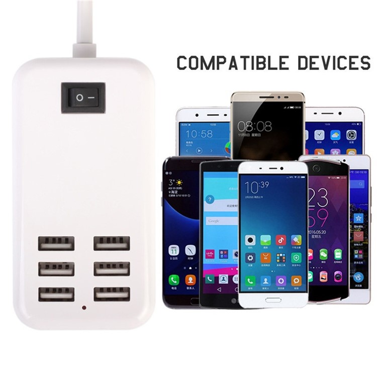 Portable Travel 20W 5V 4A 6 USB Ports Smart Charger - EU Plug-6