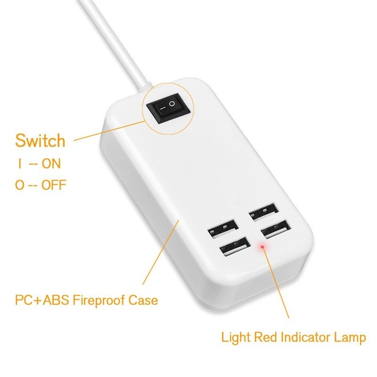 Portable Travel 20W 5V 4A 6 USB Ports Smart Charger - EU Plug-8