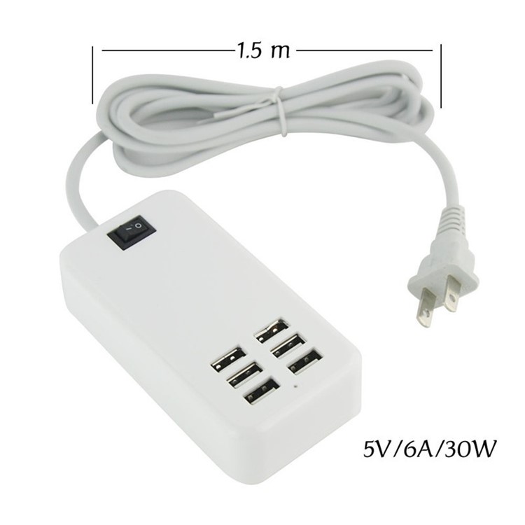 Portable Travel 20W 5V 4A 6 USB Ports Smart Charger - EU Plug-9