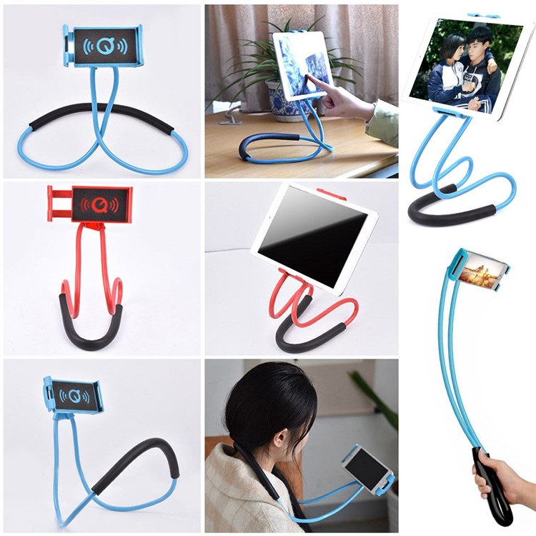 Lazy Hanging Neck Phone Stand Smartphone Support Bracket Universal Desktop Mount - Blue-4