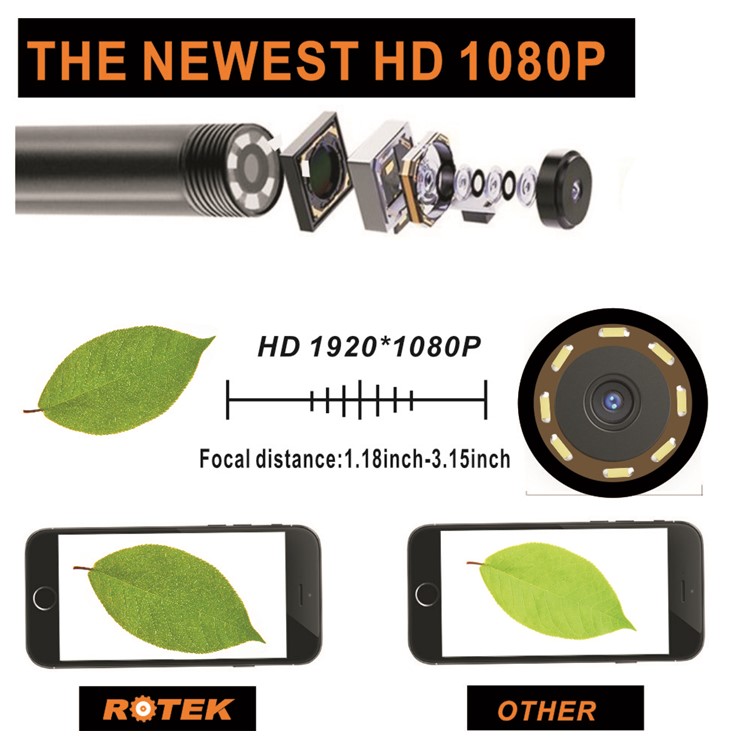YPC110 10m WiFi Endoscope HD 1200P IP68 Waterproof Borescope Inspection Camera for iOS/Android/Mac/Windows - Yellow-4