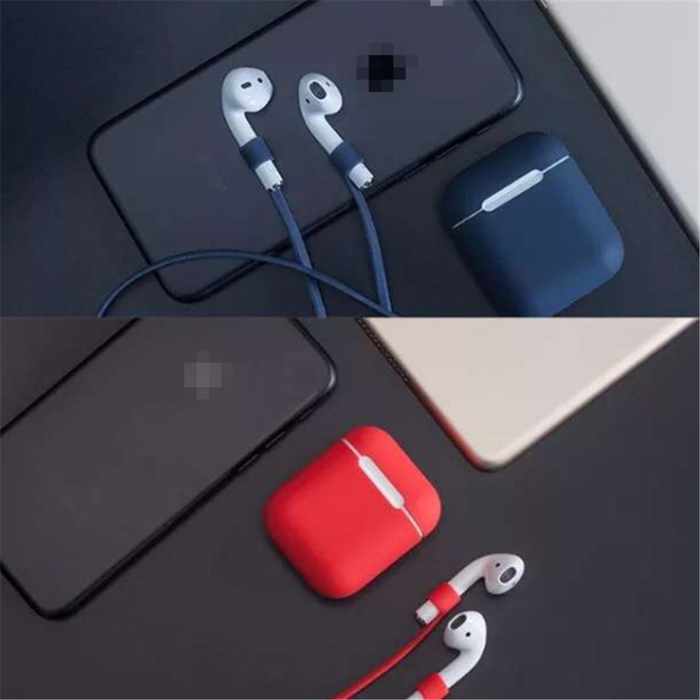 LANKILIN Protective Silicone AirPods Cover with Earphone Strap for Apple AirPods Charging Case - White-11