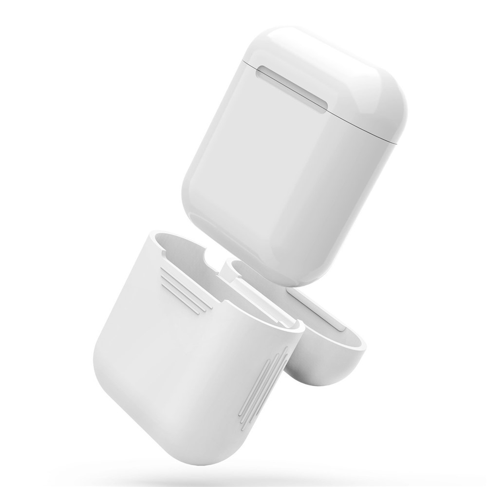 LANKILIN Protective Silicone AirPods Cover with Earphone Strap for Apple AirPods Charging Case - White-6