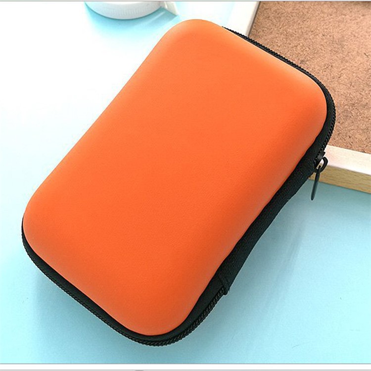 Retângulo Portátil Zipper EVA Fone De Ouvido Cabo De Armazenamento De Dados - Laranja-1