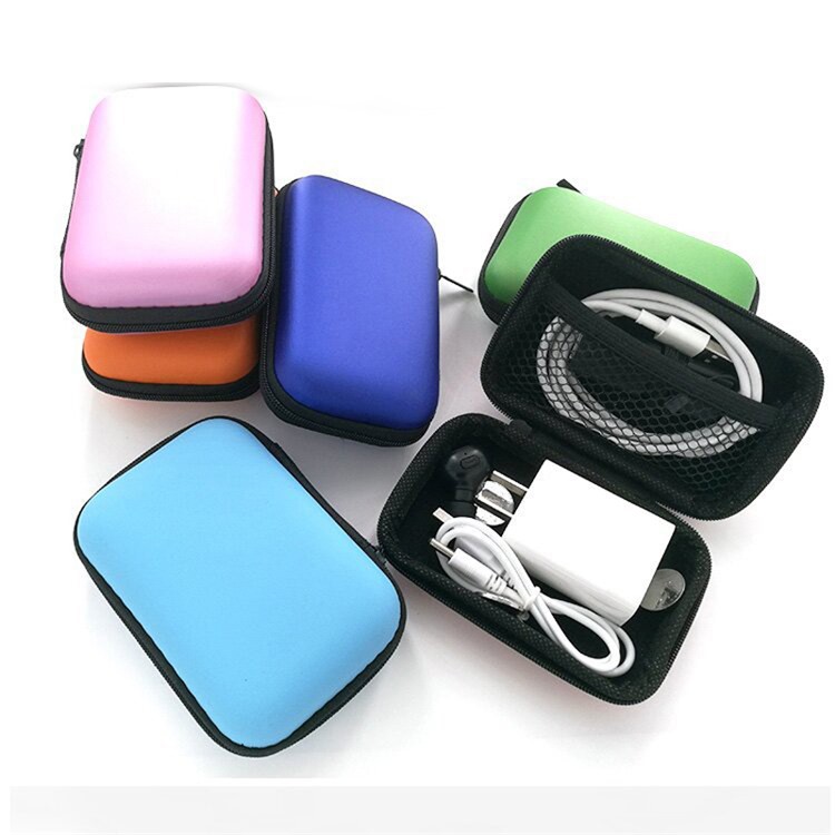 Retângulo Portátil Zipper EVA Fone De Ouvido Cabo De Armazenamento De Dados - Laranja-3