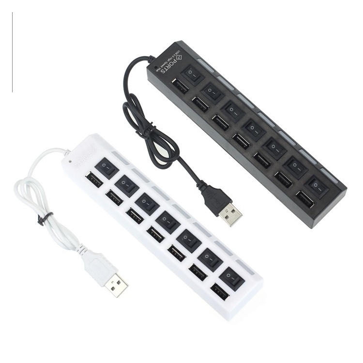 7-Port USB 2.0 High Speed Hub with Individual Power Switches and LEDs - Black-3