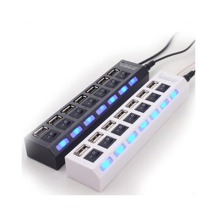 7-Port USB 2.0 High Speed Hub with Individual Power Switches and LEDs - Black-5